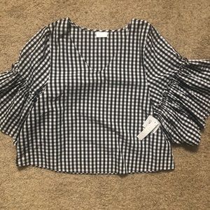 Bell Sleeve Gingham Top
